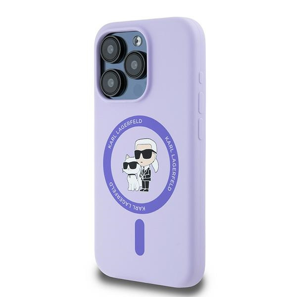 Karl Lagerfeld KLHMP15LSCMKCRHU iPhone 15 Pro 6.1" fioletowy/purple hardcase Silicone KC Heads Ring MagSafe
