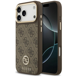 Etui Guess 4G Strass Logo MagSafe do iPhone 17 Pro Max brązowy