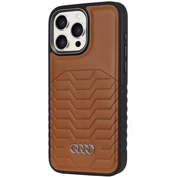 Audi Synthetic Leather MagSafe iPhone 15  Pro 6.1" brązowy/brown hardcase AU-TPUPCMIP15P-GT/D3-BN
