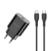 JELLICO wall charger C35 PD 25W 1xUSB-C + cable USB-C - USB-C Black
