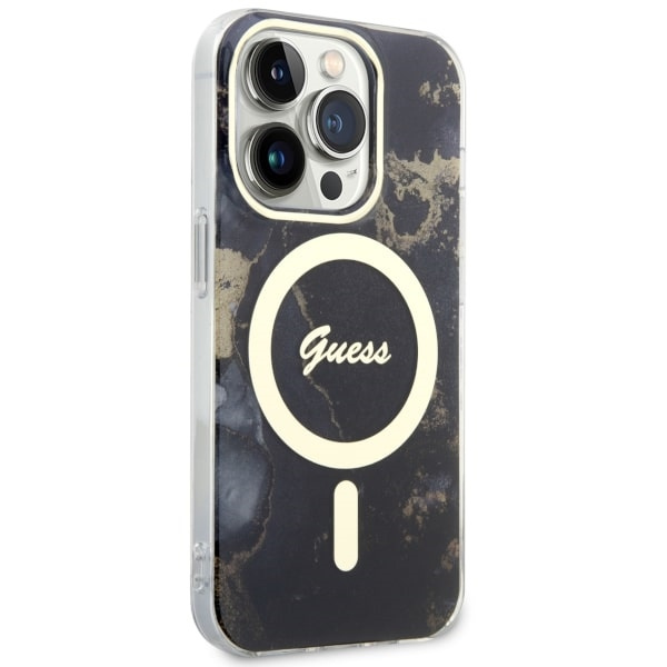Guess GUHMP14LHTMRSK iPhone 14 Pro 6.1"czarny/black hardcase Golden Marble MagSafe