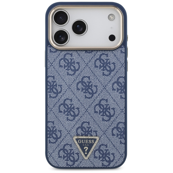 Etui Guess 4G Triangle Logo MagSafe do   iPhone 17 Pro Max niebieski złoty