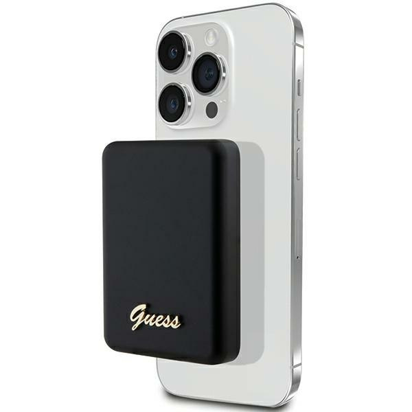 Guess Powerbank indukcyjny 15WGUPBM5ALGSGK 5000mAh czarny/black MagSafe Metal Script Logo