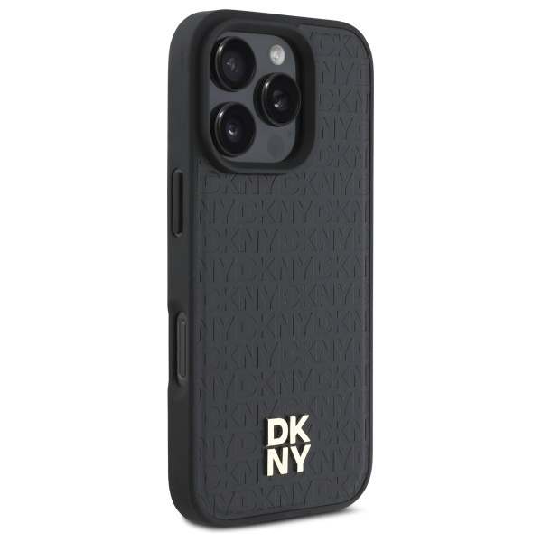 DKNY DKHMP16LPSHRPSK iPhone 16 Pro 6.3"  hardcase czarny/black Repeat Pattern Stack Logo MagSafe