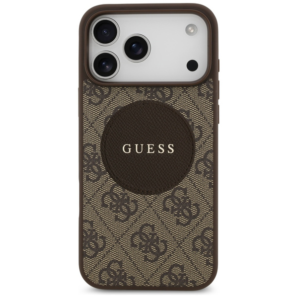 Etui Guess 4G Circle Classic Logo MagSafe do iPhone 17 Pro Max brązowy