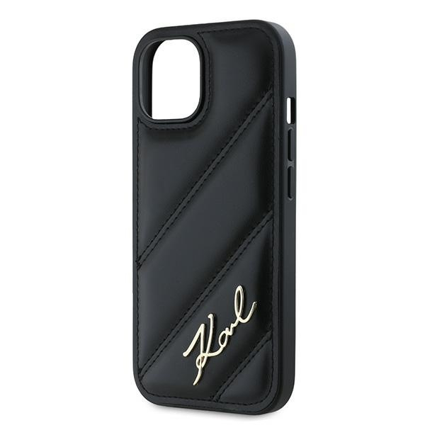 KARL LAGERFELD KLHCP13MPQDSMGK IPHONE 13 6.1" BLACK/BLACK HARDCASE DIAGONAL QUILTED SCRIPT