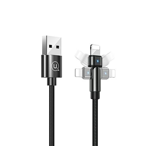 USAMS Kabel pleciony obrotowy U60 2ALightning czarny/black 1m SJ476USB01 (US-SJ476)