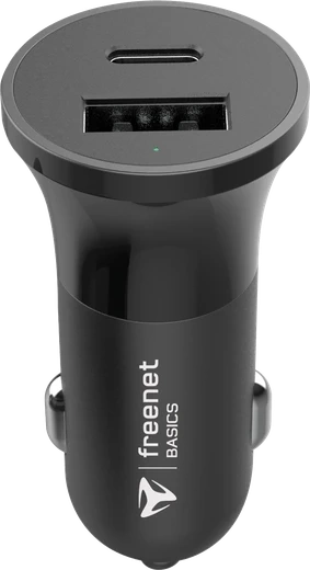 freenet Basics Power Delivery Car Charger USB-C and USB-A 27W