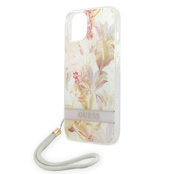 Guess GUOHCP14MHFLSU iPhone 14 Plus / 15 Plus 6.7" fioletowy/purple hardcase Flower Strap