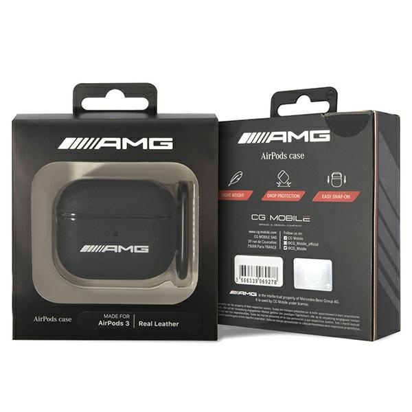 Etui AMG Leather Big Logo na AirPods 3 - czarne