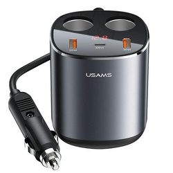 USAMS Rozgałęźnik samochodowy 2xUSB-A/ 1xUSB-C C28 245W szary/grey CC151TC01 (US-CC151)