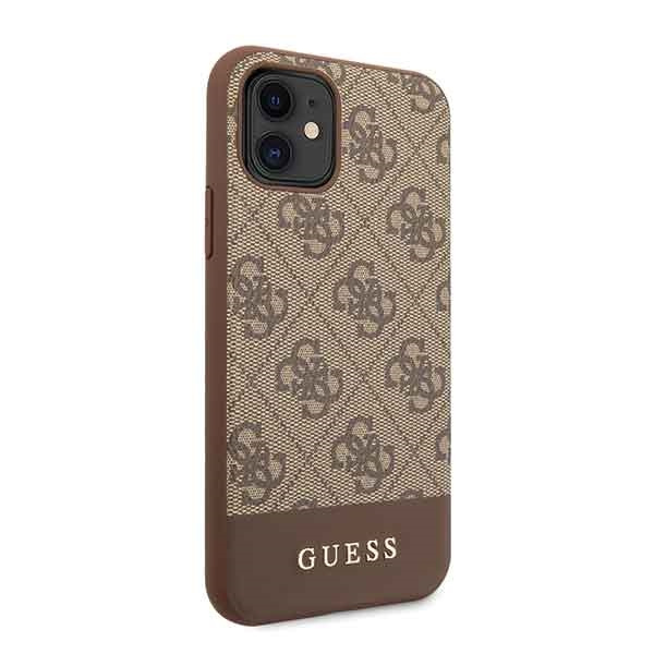Guess GUHCN61G4GLBR iPhone 11 / Xr 6,1"brązowy/brown hard case 4G Stripe Collection