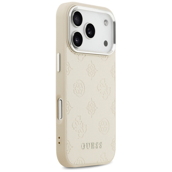 Etui Guess Peony Hot Stamp Script        MagSafe do iPhone 17 Pro beżowy