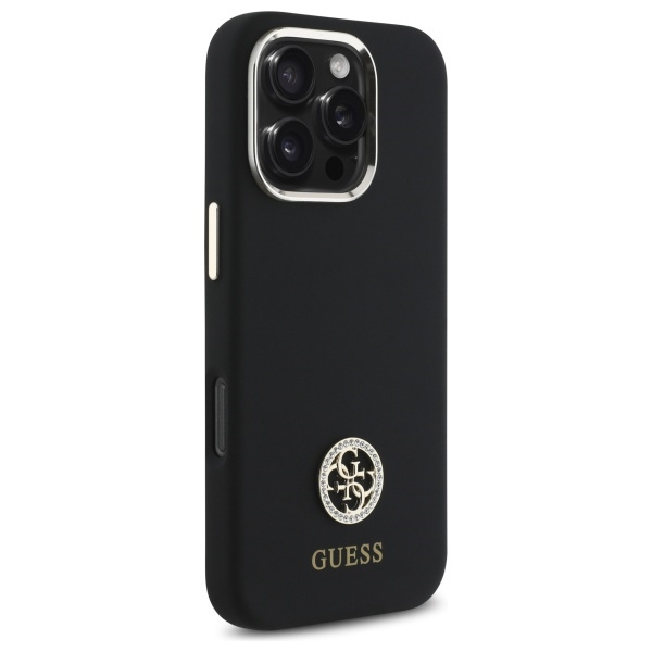 Guess GUHCP16LM4DGPK iPhone 16 Pro 6.3"  czarny/black hardcase Silicone Logo Strass 4G