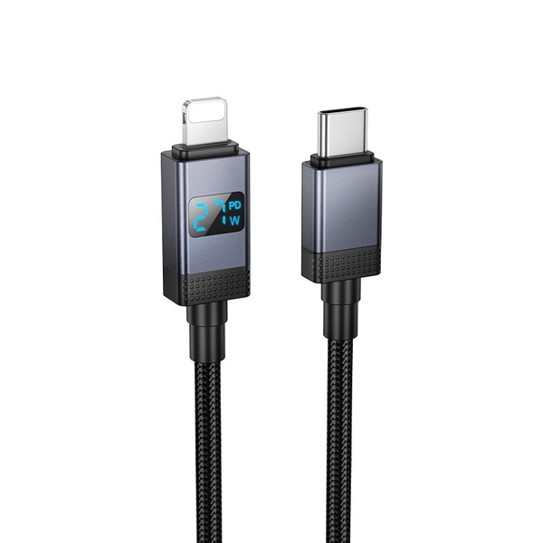 Kabel USB C do Lightning Hoco PD 27W z wyświetlaczem 1 m X118 czarny