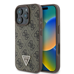 Guess GUHCP16XP4TDPW iPhone 16 Pro Max6.9" brązowy/brown hardcase Leather 4G Triangle Strass