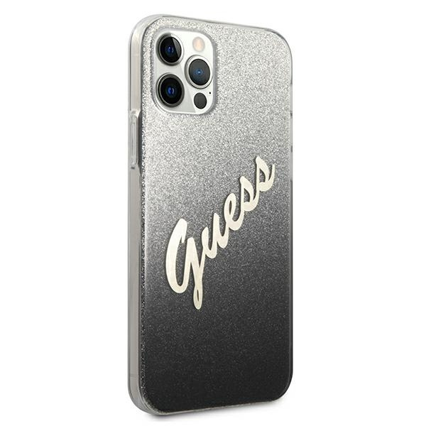 Guess GUHCP12MPCUGLSBK iPhone 12/12 Pro6,1" czarny/black hardcase Glitter Gradient Script