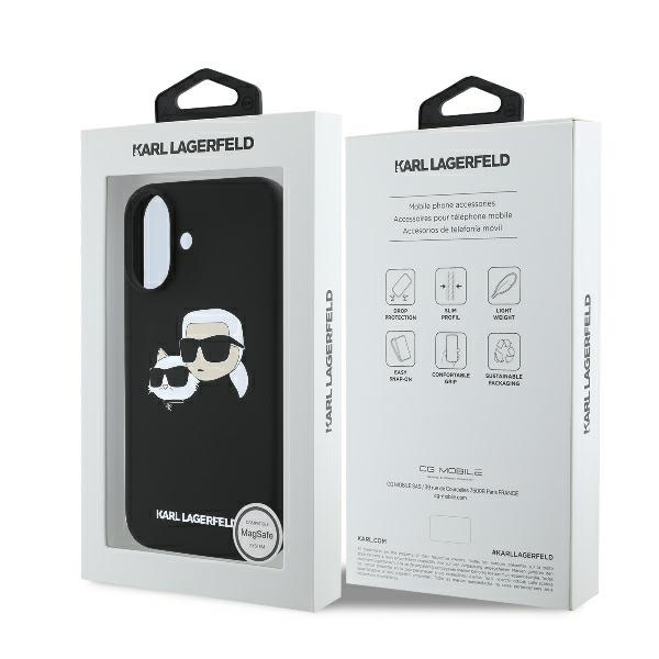 Karl Lagerfeld KLHMP16SSKCHPPLK iPhone 16 6.1" czarny/black hardcase Silicone Double Heads Print MagSafe