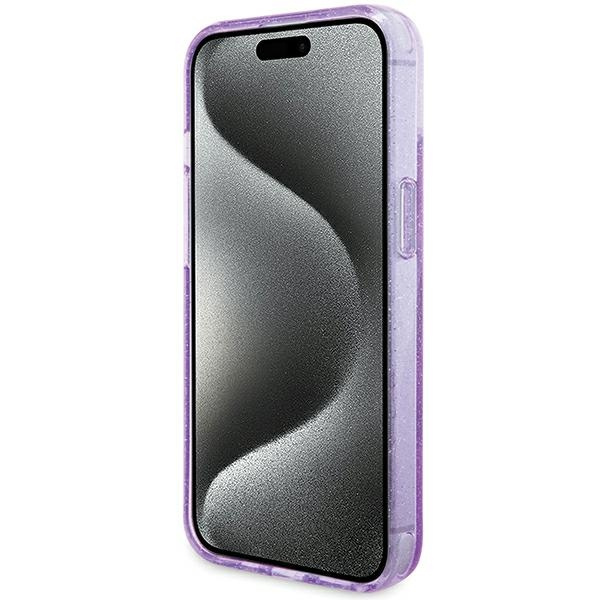 Guess GUHMP15MHRSGSU iPhone 15 Plus / 14 Plus 6.7" fioletowy/purple hardcase Ring Stand Script Glitter MagSafe