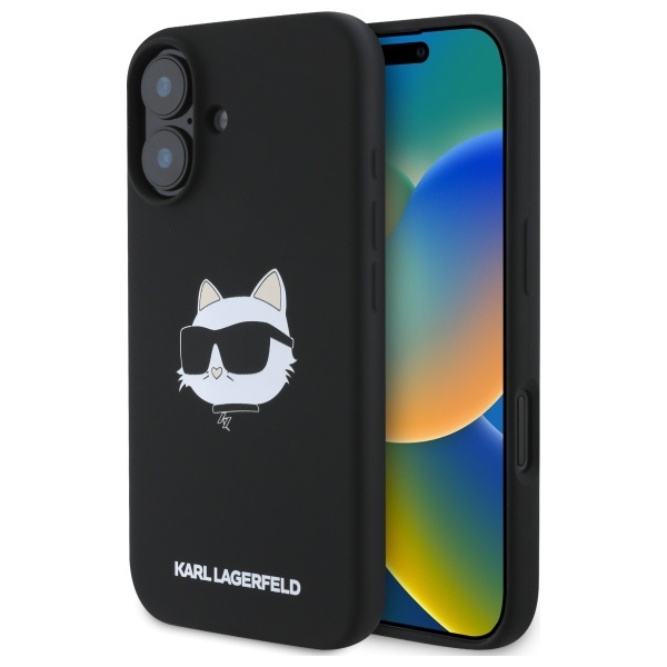 Karl Lagerfeld KLHMP16SSCHPPLK iPhone 16 czarny/black HC MagSafe Sil Choupette Head Print