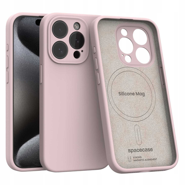 Spacecase Etui Silicone Mag iPhone 15 Pro baby pink