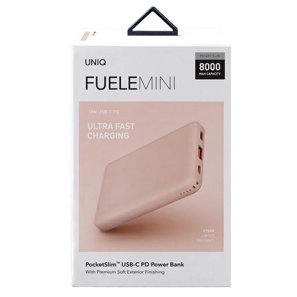 Powerbank Uniq Fuele mini 8000mAh USB-C 18W PD - różowy