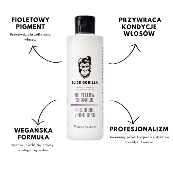 Slick Gorilla No Yellow Shampoo for blonde, bleached and grey hair, 200ml