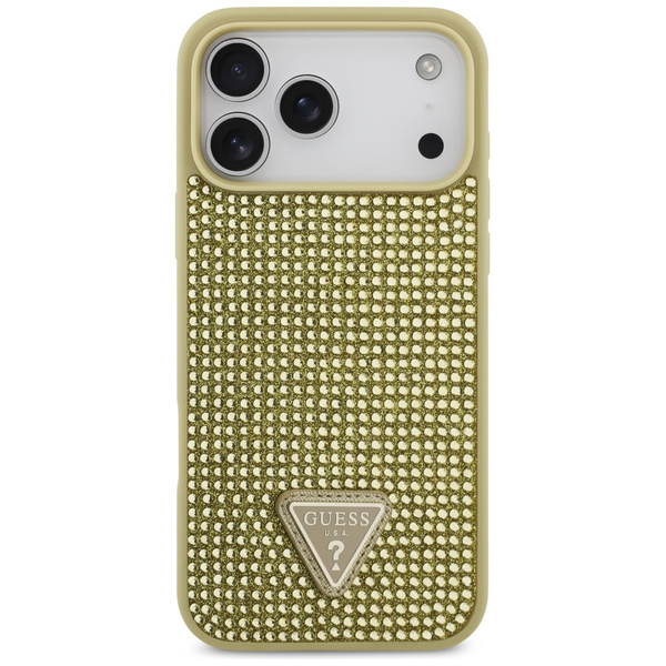 Etui Guess Rhinestone Triangle Logo do   iPhone 17 Pro Max złoty