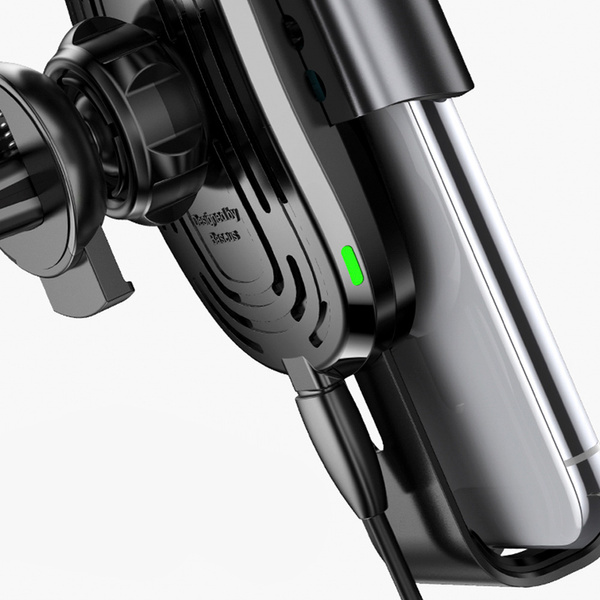 Baseus Wireless Charger Gravity uchwyt samochodowy na kratkę wentylacyjną + bezprzewodowa ładowarka Qi czarny (WXYL-01)