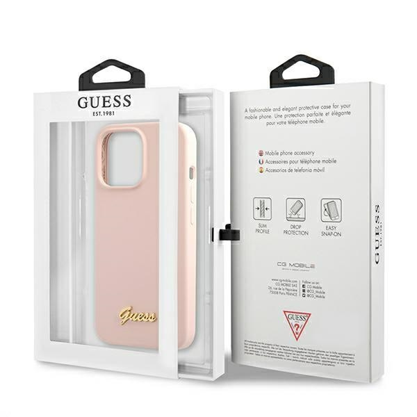 Guess GUHMP13XLSLMGLP iPhone 13 Pro Max6,7" jasnoróżowy/light pink hardcase Silicone Script Gold Logo Magsafe