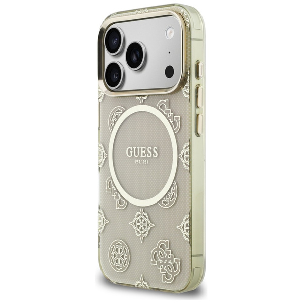 Etui Guess IML Peony Dot MagSafe do      iPhone 17 Pro beżowy