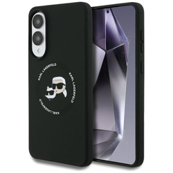 Etui Karl Lagerfeld Silicone Double      Heads And Circle MagSafe do Samsung Galaxy S25 Edge czarny
