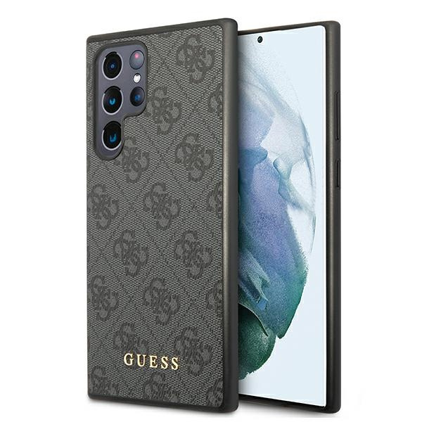Guess GUHCS22LG4GFGR S22 Ultra S908szary/grey hard case 4G Metal Gold Logo