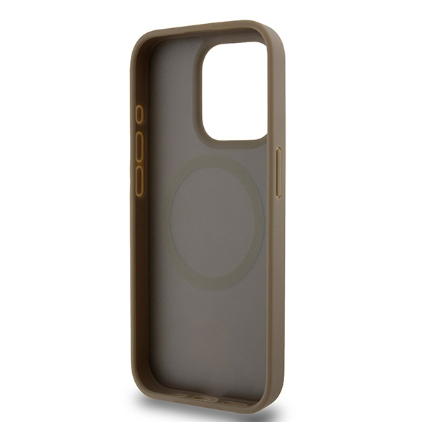 DKNY DKHMP14LPSHRPSW iPhone 14 Pro6.1" brązowy/brown hardcase Leather Pattern Metal Logo MagSafe