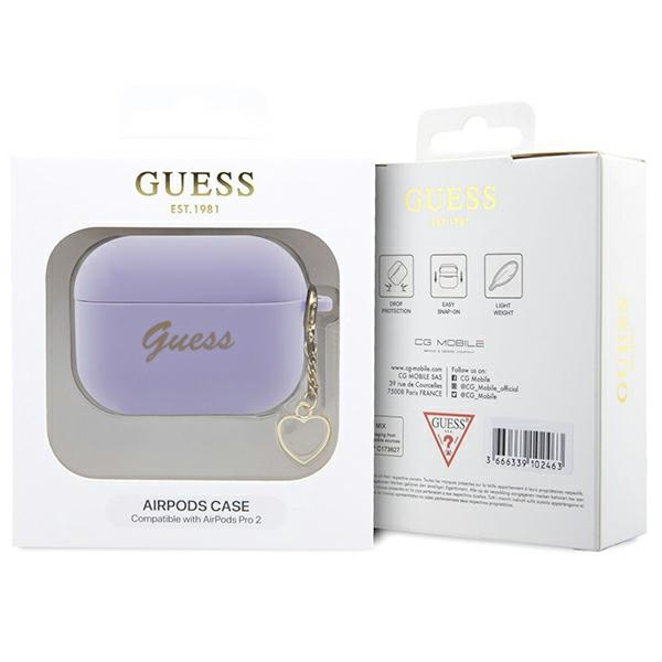 Guess GUAP2LSCHSU AirPods Pro 2 (2022/2023) cover purpurowy/purple Silicone Charm Heart Collection