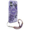 Guess GUHMP16SHFWBRCESU iPhone 166.1" fioletowy/purple hardcase IML Flowers With Pearl Strap MagSafe
