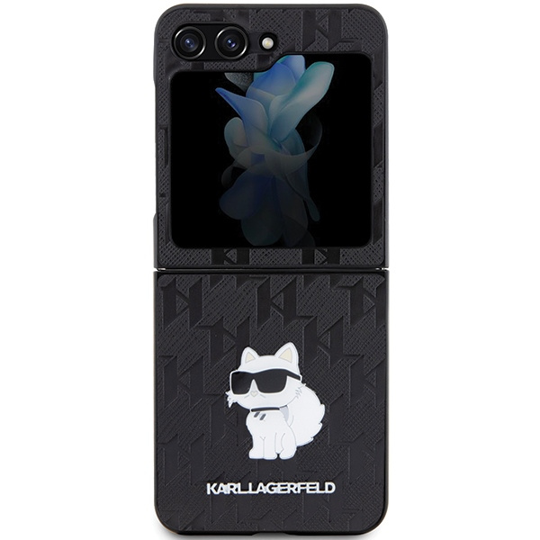 Etui Karl Lagerfeld Saffiano Monogram Choupette Pin na Samsung Galaxy Z Flip 5 - czarne