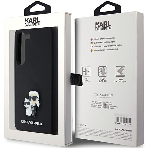 Karl Lagerfeld Silicone Karl&amp;Choupette Metal Pin case for Samsung Galaxy S23 - black