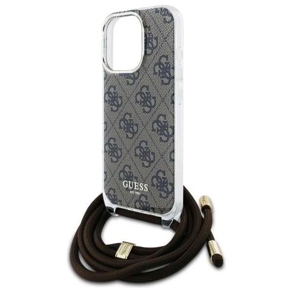 Guess GUHCP16LHC4SEW iPhone 16 Pro 6.3"  brązowy/brown hardcase Crossbody Cord 4G Print