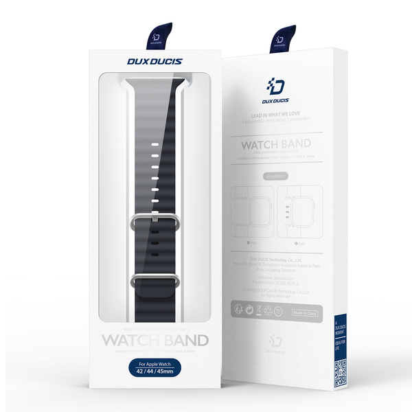 Dux Ducis Strap pasek Watch 9 / 8 / 7 / 6 / 5 / 4 / 3 / 2 / SE (45 / 44 / 42mm) silikonowa opaska bransoletka szary (OceanWave Version)