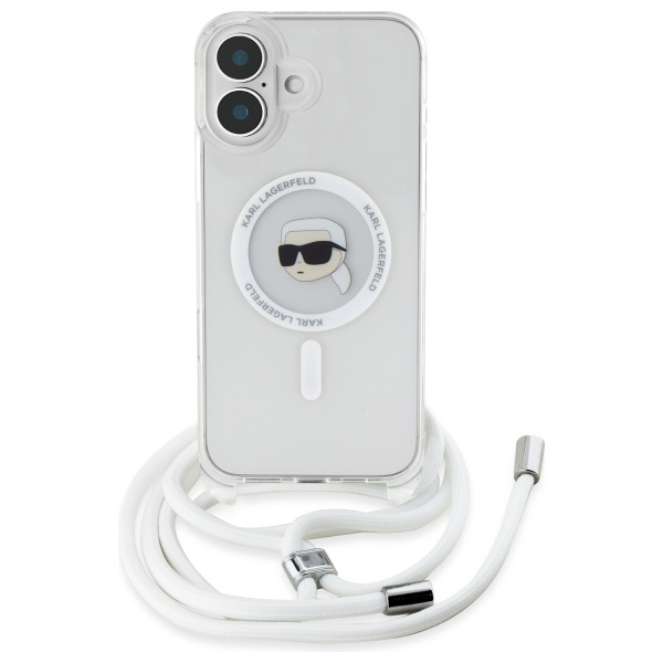 Karl Lagerfeld KLHMP16SHCKHNT iPhone 16   6.1" hardcase transparent Crossbody IML Karl Head Magsafe