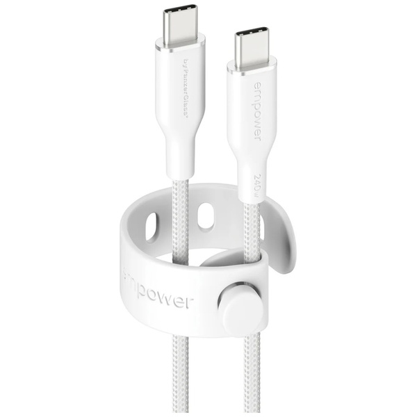 Kabel empower by PanzerGlass Racing 240W USB-C do USB-C 2m srebrno-biały