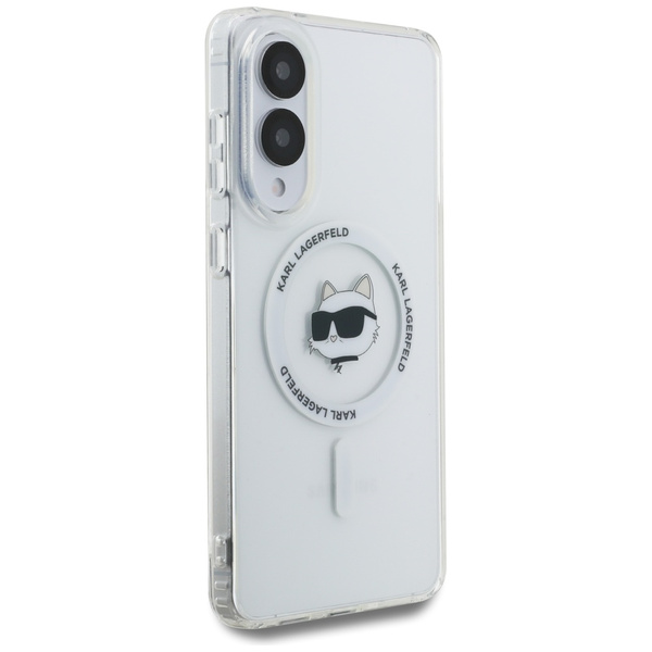 Etui Karl Lagerfeld Button Choupette     Head Printed Logo MagSafe do Samsung Galaxy S25 Edge biały