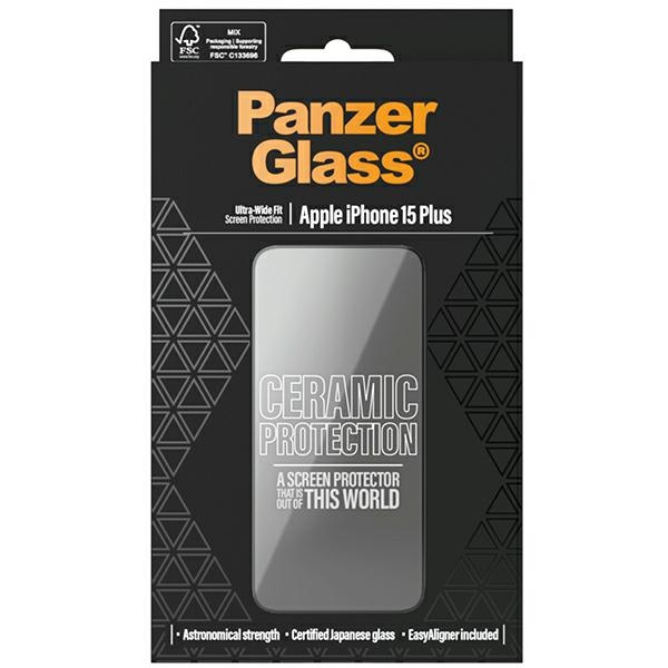 PanzerGlass Ceramic Protection iPhone 15 Plus 6.7" Ultra-Wide-Fit Screen Protection Easy Aligner Included 2839