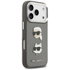 Etui Karl Lagerfeld FW Grained Karl &    Choupette Heads Pins & Logo do iPhone 17 Pro szary