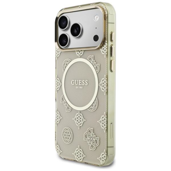 Etui Guess IML Peony Dot MagSafe do      iPhone 17 Pro Max beżowy