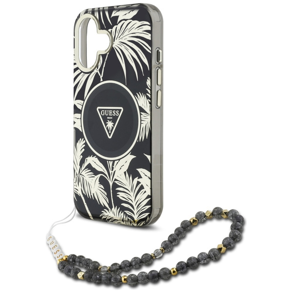 Etui Guess Palm Trees Triangle Pearl     Strap MagSafe do iPhone 16 czarny