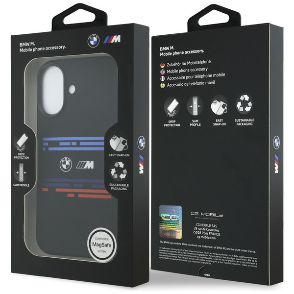 Etui BMW M Silicon Horizontal Line       MagSafe do iPhone 17 czarny