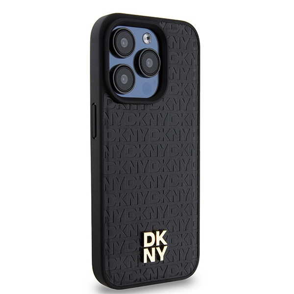 DKNY DKHMP15LPSHRPSK iPhone 15 Pro6.1" czarny/black hardcase Leather Pattern Monogram Metal Logo MagSafe