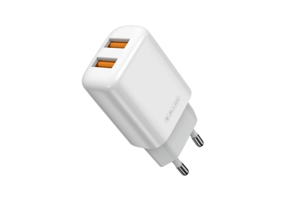 JELLICO ładowarka sieciowa EU02 2.4A 12W 2xUSB + kabel USB-C Biały